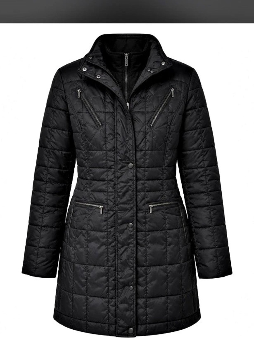 APT. 9 Long Quilted Puffer Jacket Black Small
